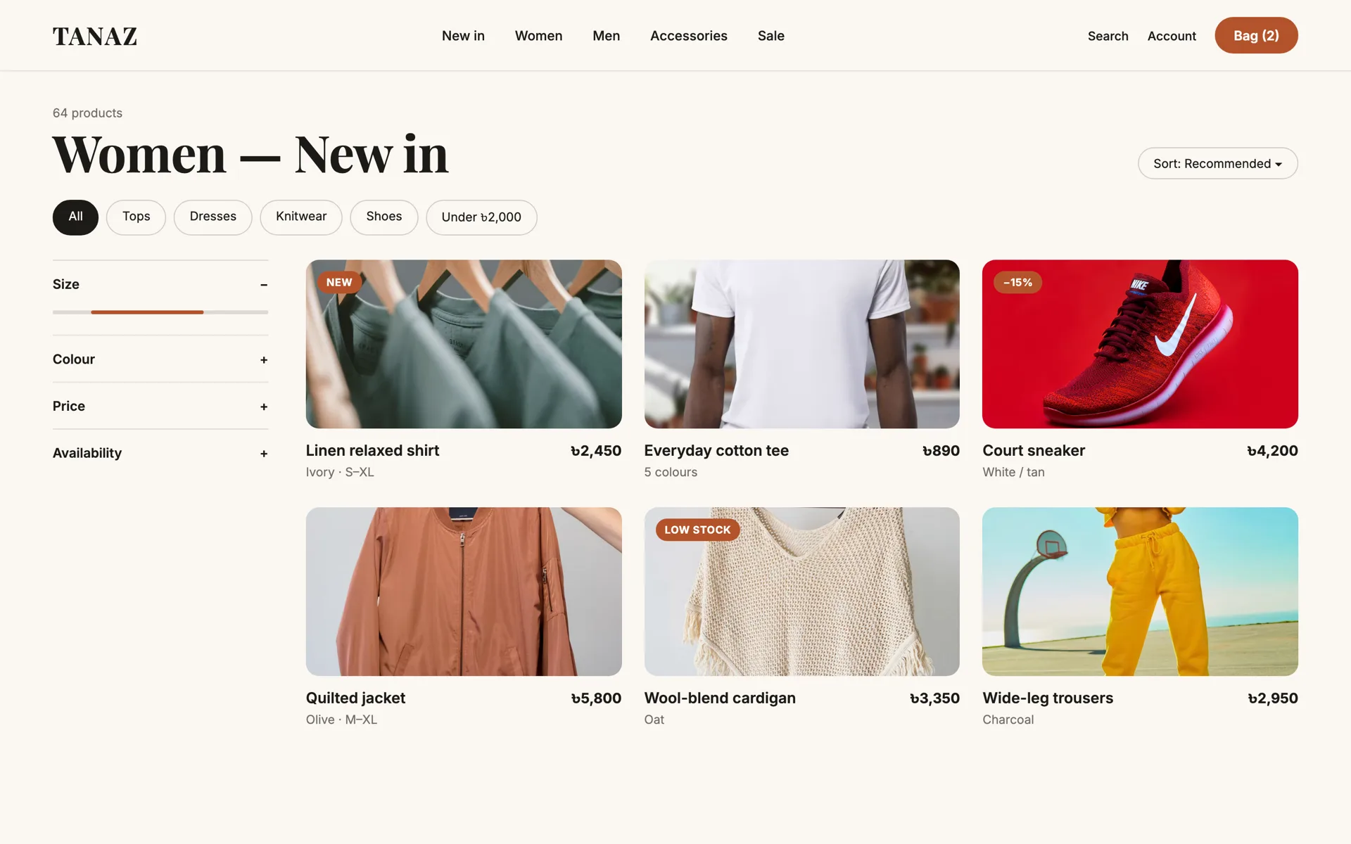 Example design — Shop page