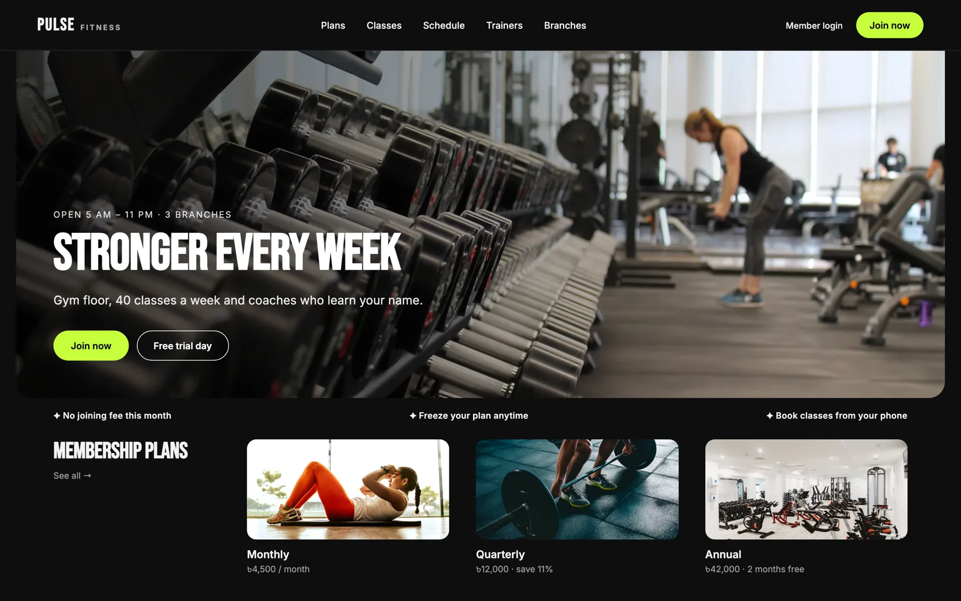 Gym & fitness studio — demo website