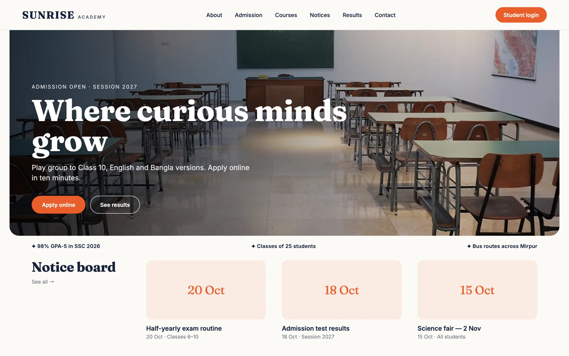 School & coaching centre — demo website