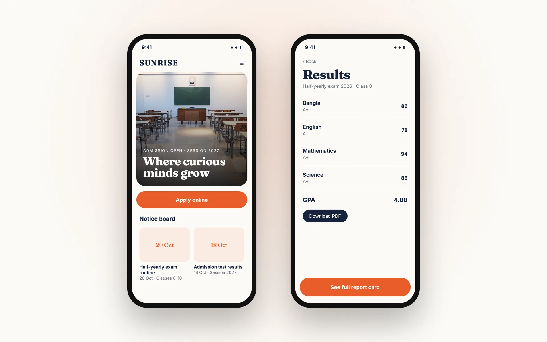 Example design — Results, on a phone