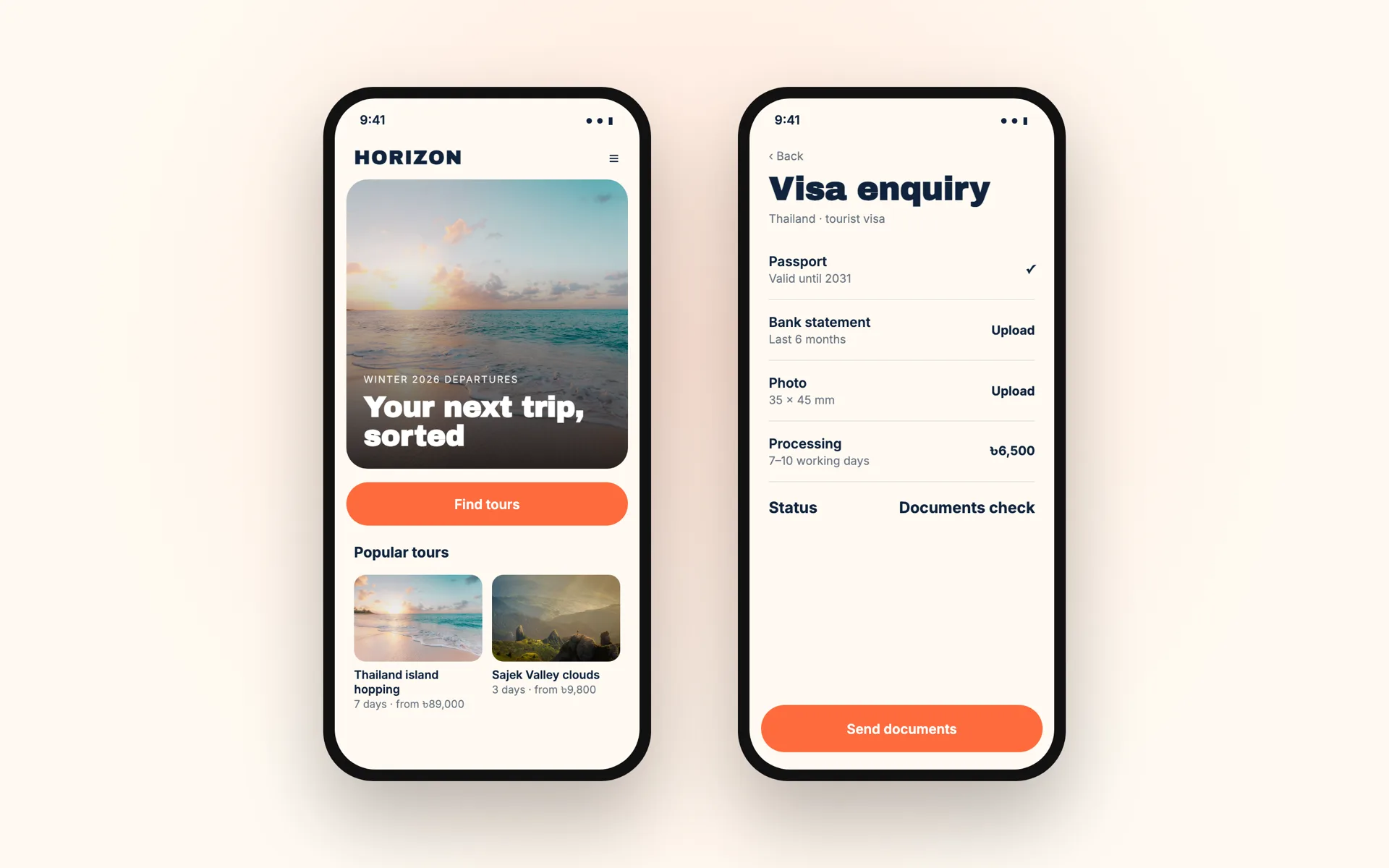 Example design — Visa enquiry, on a phone