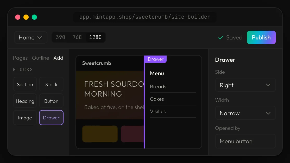 Visual site builder